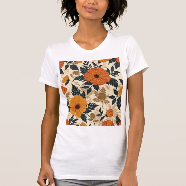 Geometri för feta Blommigtar Kvinnor T-Shirt (Framsida)