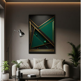 Geometri för grönt och Guld Poster