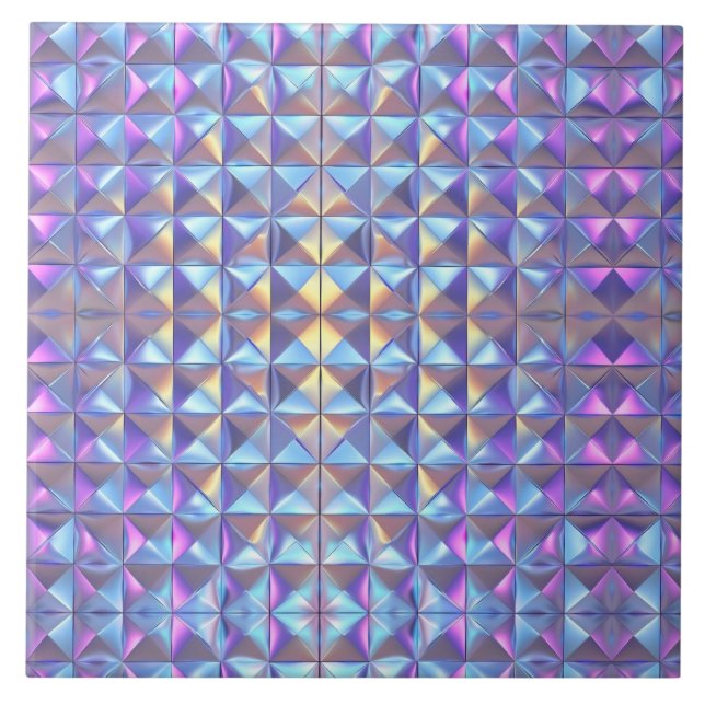 Geometri för guld, blått och Lila 2 Kakelplatta (Framsidan)