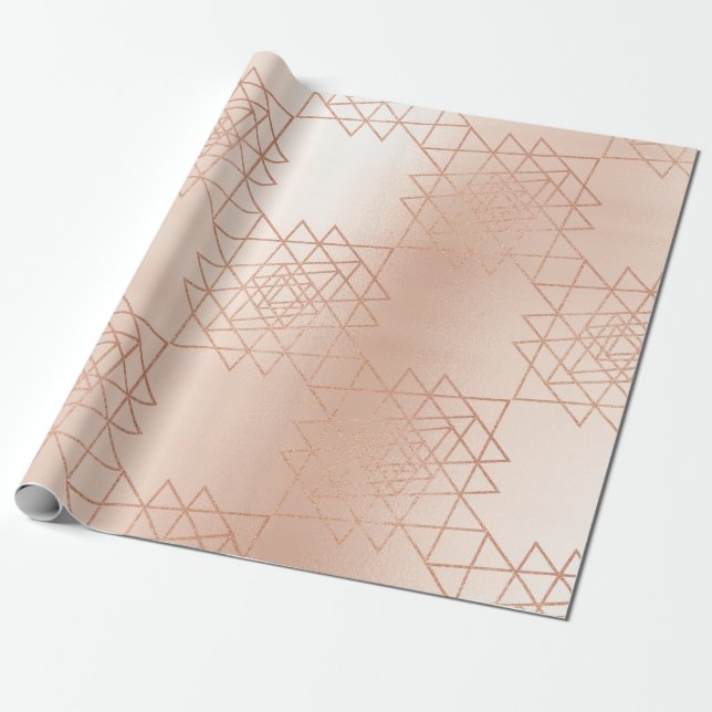 Geometri för Guld Hexagon rosa ros Guld Presentpapper (Utrullad)