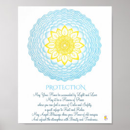 Geometri för inspirationsblå Gult Mandala Helig Poster