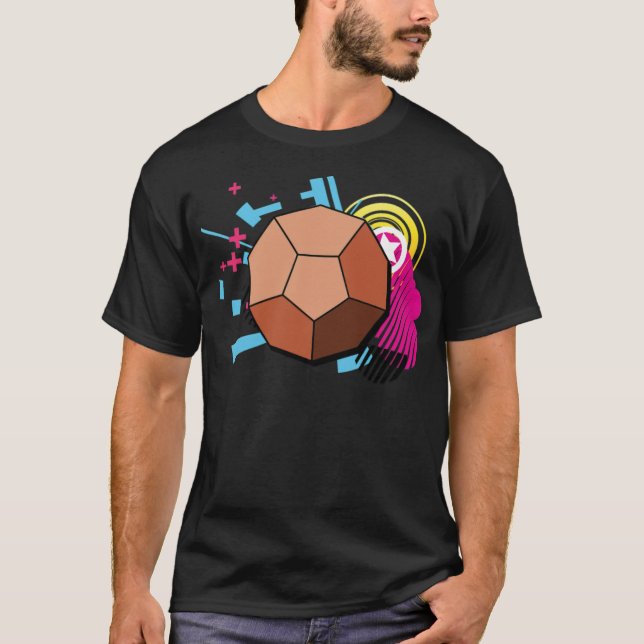 Geometri för matematik, dodekahedron, isometrisk o t shirt (Framsida)