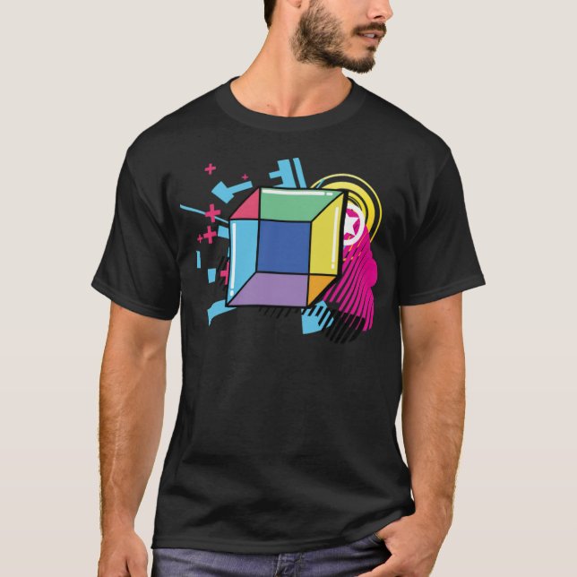 Geometri för matematikkub, isomeretrisk 2d gallop  t shirt (Framsida)