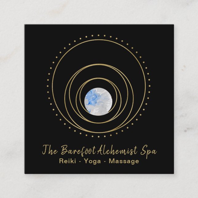 *~* Geometri Guld Geometric Boho Cosmic Helig Fyrkantigt Visitkort (Framsida)