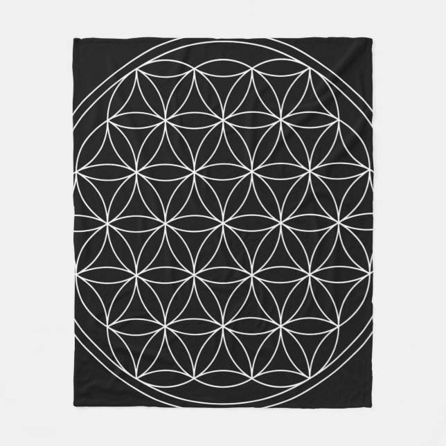 Geometri i helig: Blomsterfilmen Life Black & Whit Fleecefilt (Framsidan)