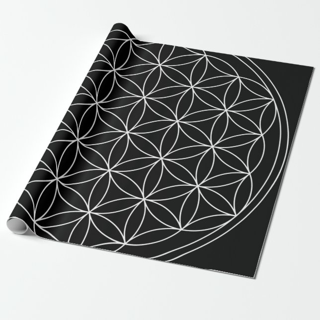 Geometri i helig: Blomsterfilmen Life Black & Whit Presentpapper (Utrullad)