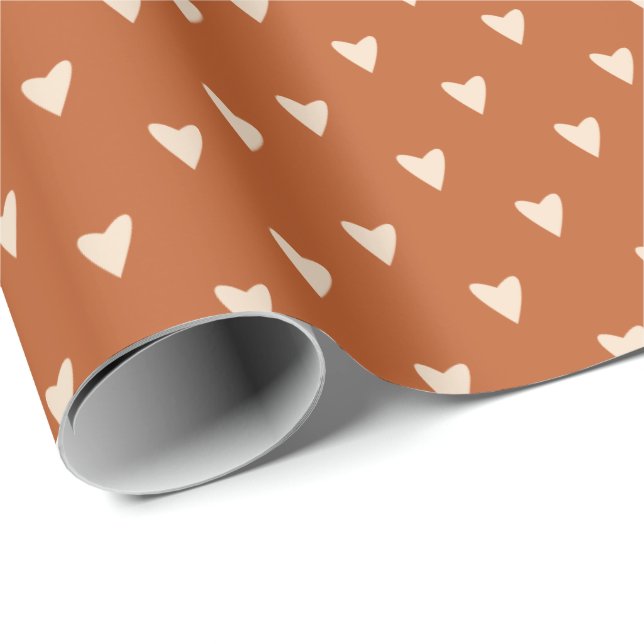 Geometri i Kärlek - kräm på rött öre - mönster. Presentpapper (Rullad Hörn)