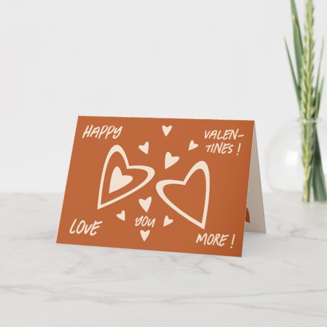 Geometri i Valentineserna Kärlek-Red Ochre-Lycklig Helgkort (Framsida)