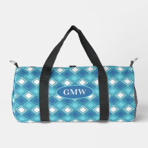 Geometri med blå Grönt: monogram Duffle Bag