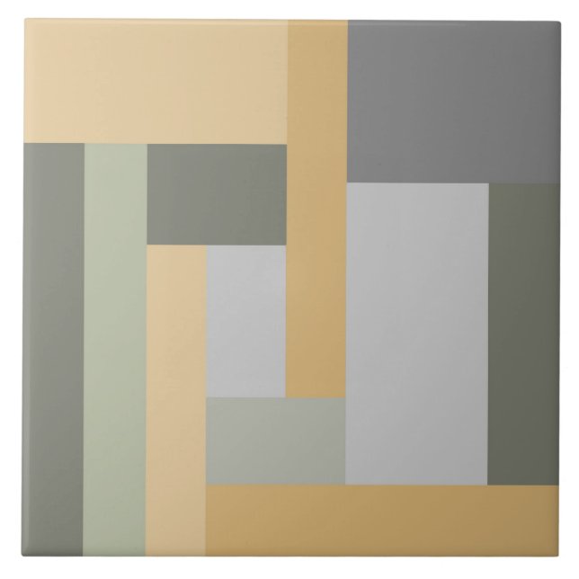 Geometri, pastel, grönt, senapsgult, grått kakelplatta (Framsidan)