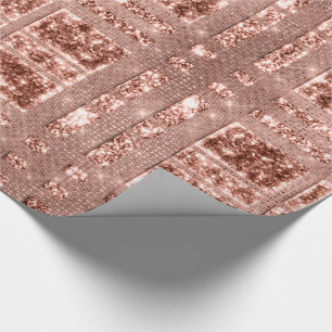 Geometri Sparkly rosa guld- Grily förkopprar Presentpapper
