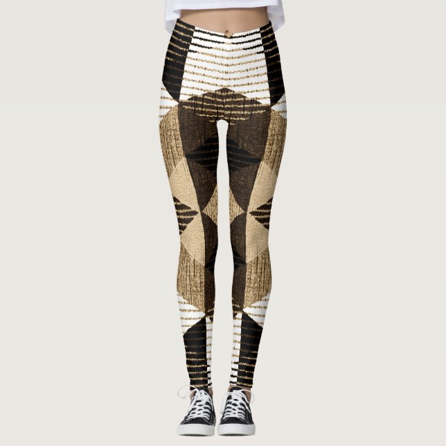 Geometri Upprepa: Texturerad bakgrundsdesign Leggings (Framsida)