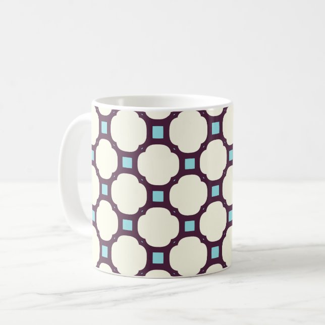 Geometric 007 neutralt & blue kaffemugg (Framsida vänster)