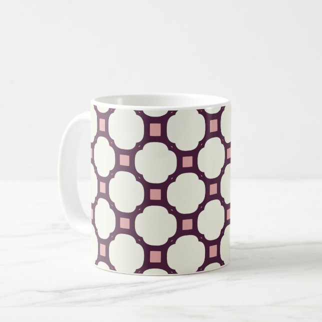 Geometric 009 neutralt & rosa kaffemugg (Framsida vänster)