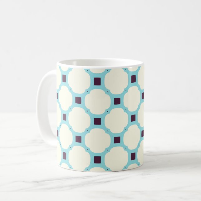 Geometric 010 neutralt & blue kaffemugg (Framsida vänster)