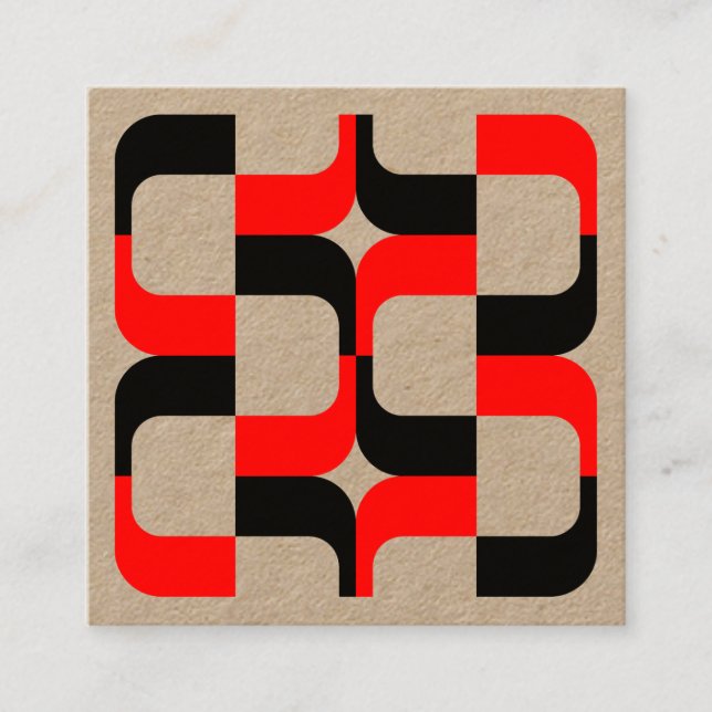 Geometric 020614 - Black and Red Fyrkantigt Visitkort (Framsida)