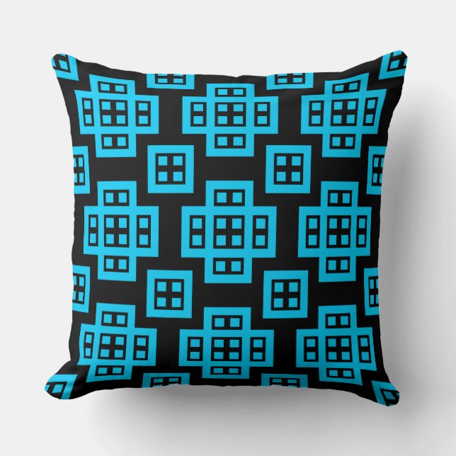 Geometric 030614 - Himlar Blue on Black Kudde (Framsida)