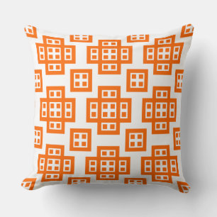 Geometric 030614 - Orange på vit Kudde
