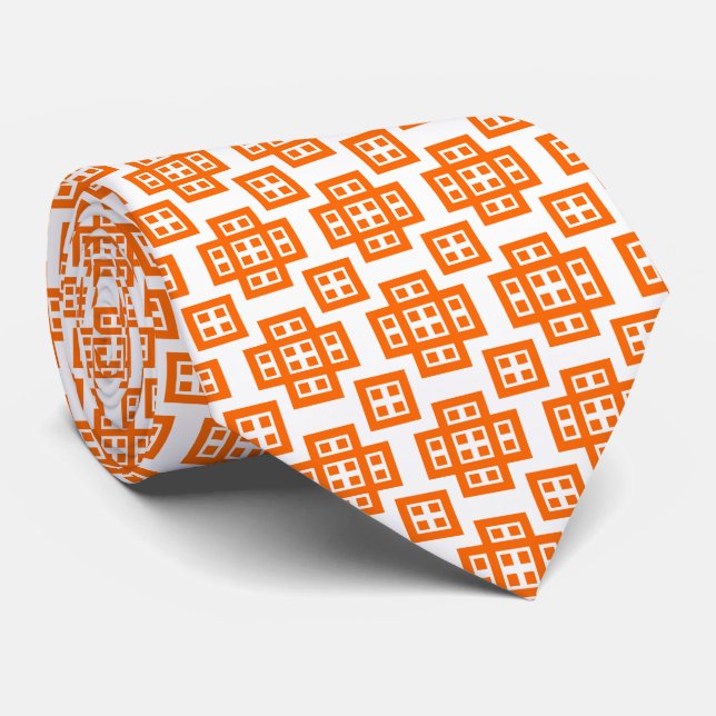 Geometric 030614 - Orange på vit Slips (Rullad)