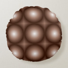Geometric 3D Circle Mörk Brown Mocha Mousse White Rund Kudde