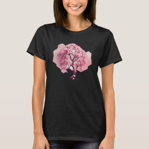 Geometric A Refreshing och Vibrant Rosa Cherry Blo T Shirt