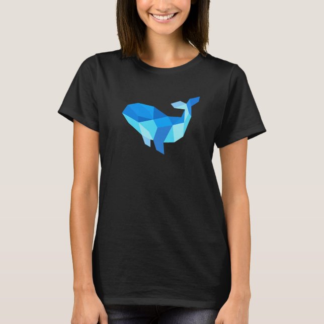 Geometric Abstract Animal Graphic  Cool Blue Whale T Shirt (Framsida)
