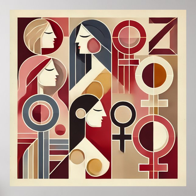 Geometric Abstract Art Celebrating Women Poster (Framsidan)