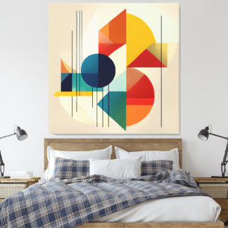 Geometric Abstract Art in Bauhaus Style Canvastryck