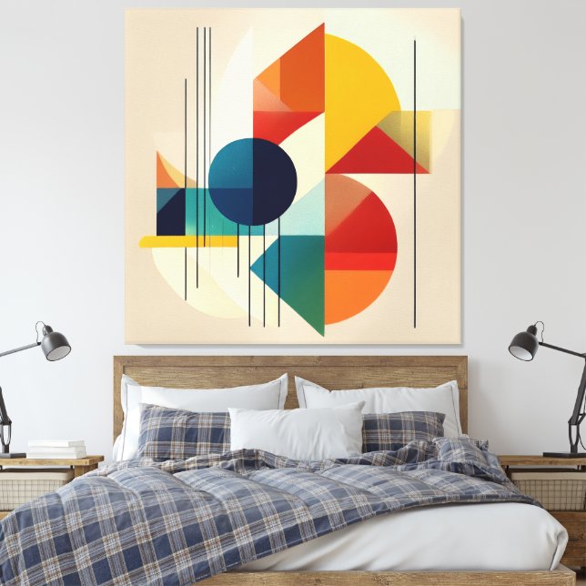 Geometric Abstract Art in Bauhaus Style Canvastryck (Insitu (sovrum))
