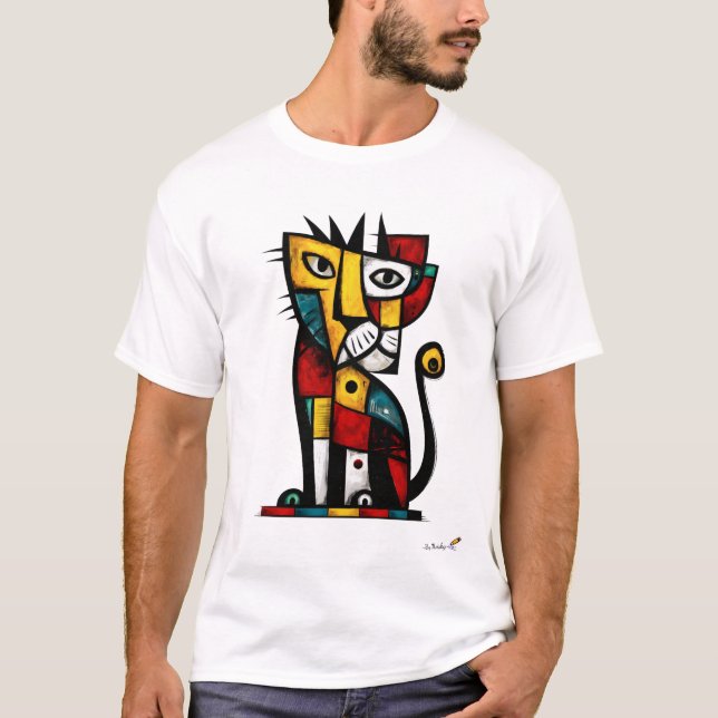 Geometric Abstract Expressionist Tiger Modern Art  T Shirt (Framsida)