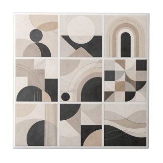 Geometric Abstract Harmony – Modern Ceramic Tile Kakelplatta