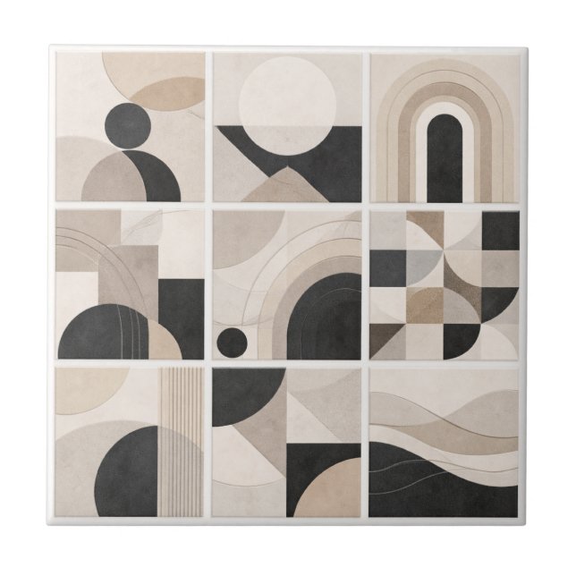 Geometric Abstract Harmony – Modern Ceramic Tile Kakelplatta (Framsidan)