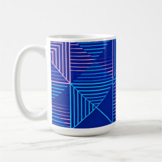 Geometric Abstract Mug Blue Pink Neon Pattern Coff Kaffemugg