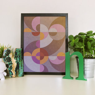 Geometric abstract retro circles Colorful pattern Poster