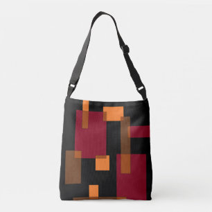 Geometric Abstraction Red Orange Brown Black Axelväska