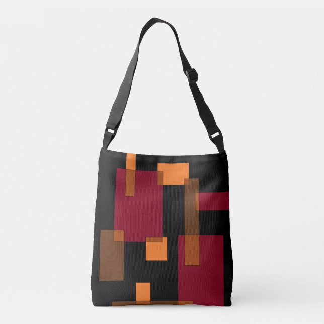 Geometric Abstraction Red Orange Brown Black Axelväska (Baksida)