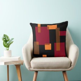 Geometric Abstraction Red Orange Brown Black Kudde