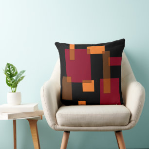 Geometric Abstraction Red Orange Brown Black Kudde