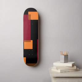 Geometric Abstraction Red Orange Brown Black Mini Skateboard Bräda 18,5 Cm