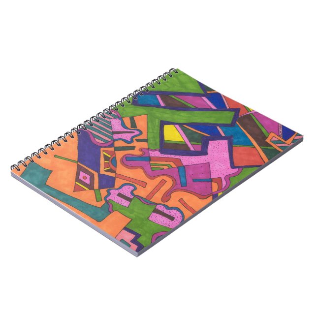 Geometric Abstrakt Art Anteckningsbok Med Spiral (Vänstra Sidan)