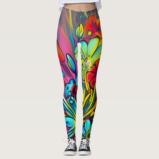 Geometric Abstrakt art Leggings (Framsida)