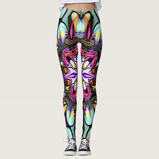 Geometric Abstrakt art Leggings (Framsida)