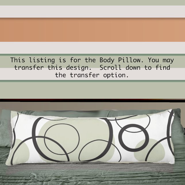 Geometric Abstrakt Circle Link Black Sage Grönt Kroppskudde (Skapare uppladdad)