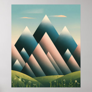 Geometric Abstrakt Mountain Modern Pastel Minimal Poster