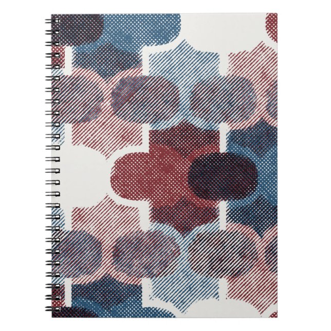 Geometric Abstrakt Red Blue Mönster Anteckningsbok (Framsidan)