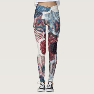 Geometric Abstrakt Red Blue Mönster Leggings
