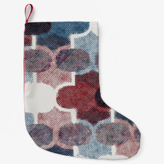Geometric Abstrakt Red Blue Mönster Liten Julstrumpa