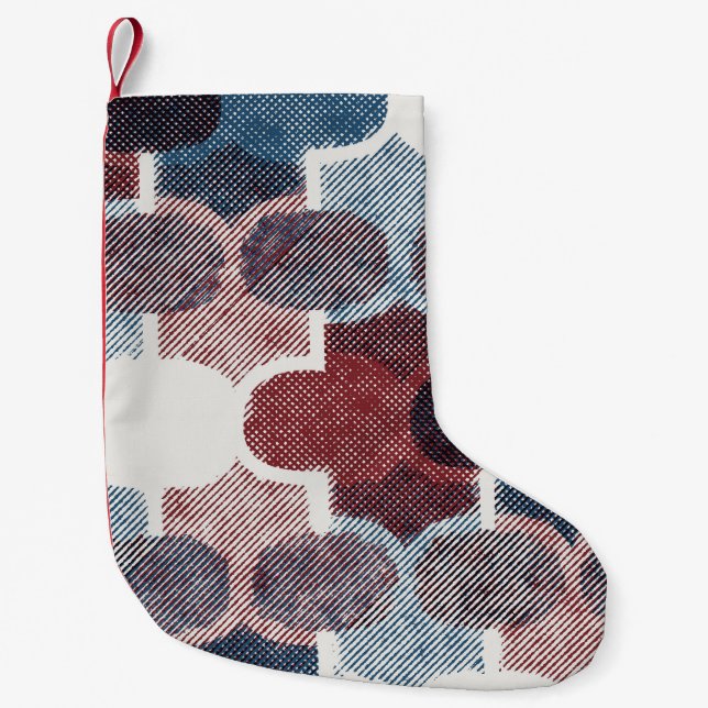 Geometric Abstrakt Red Blue Mönster Liten Julstrumpa (Framsidan)