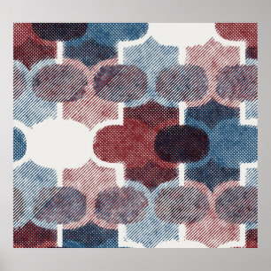 Geometric Abstrakt Red Blue Mönster Poster