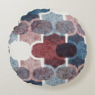 Geometric Abstrakt Red Blue Mönster Rund Kudde